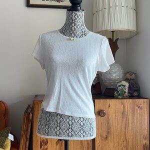 Wayf White Short-Sleeve Knit Tee with Subtle Texture